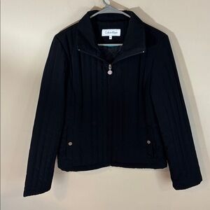 Black Calvin Klein Quilted Lightweight Fill Zip Jacket  Silver Hardware Size M